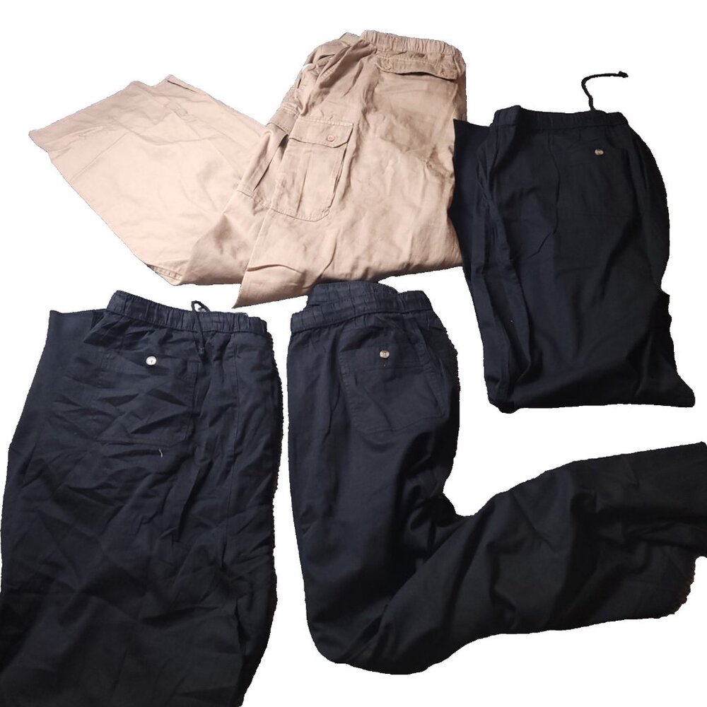 $320 LOT OF 4 KingSize Pants Mens 3XL B x38 Big Tall Black Beige Flat And Cargo